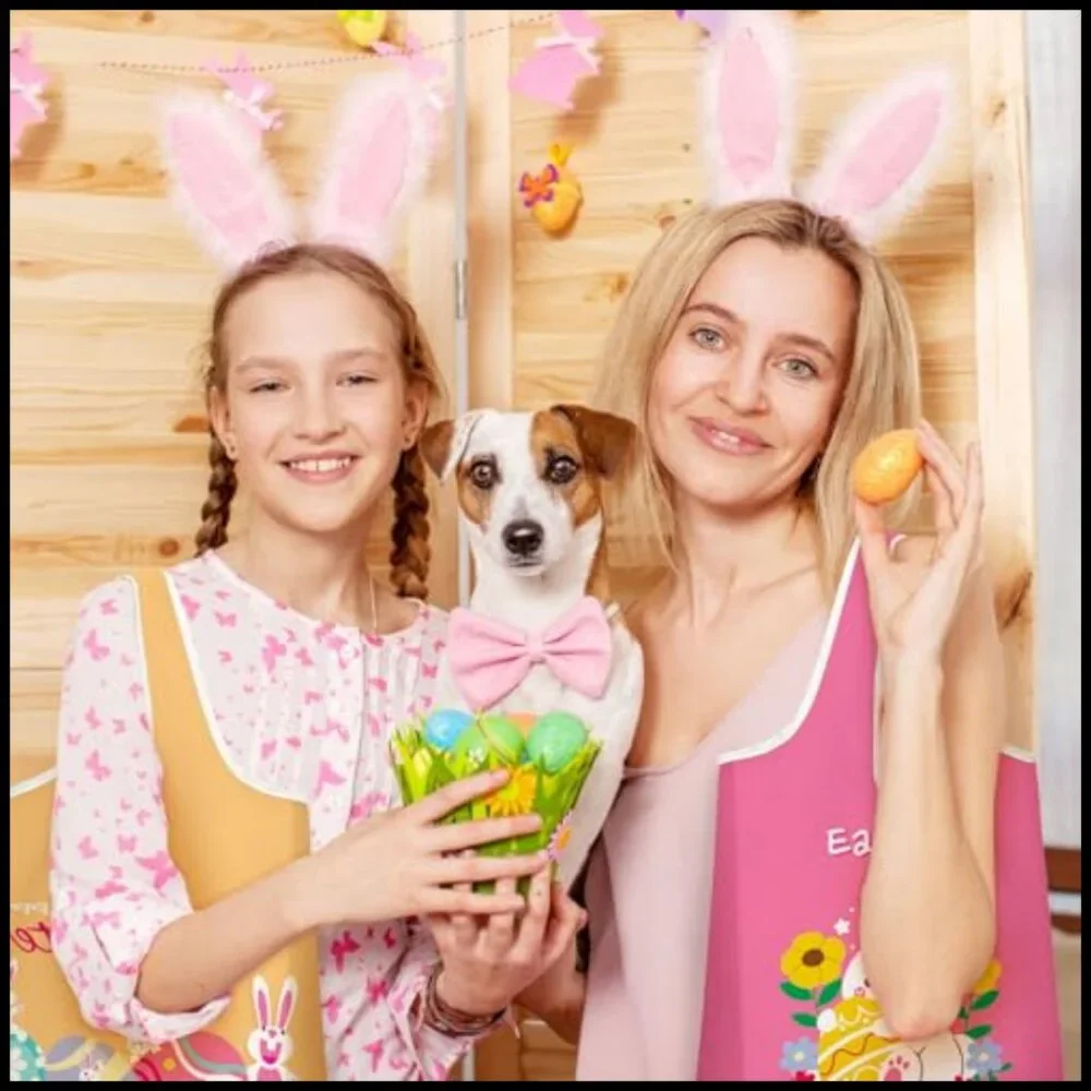 Easter Themed Reusable Tote Bags Polyester Foldable Washable Storage Pouch